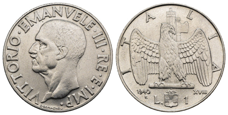 Vittorio Emanuele III (1900-1943) - 1 Lira Impero 1940 - magnetica - Ac - Gigant...