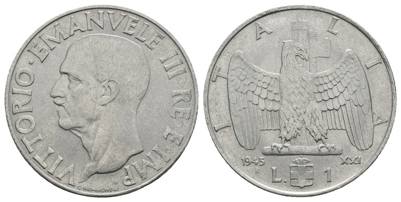 Vittorio Emanuele III (1900-1943) - 1 Lira "Impero" 1943 anno XXI - Gig.159 - RA...