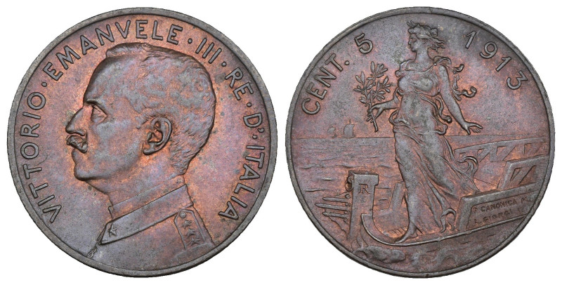 Vittorio Emanuele III (1900-1943) - 5 Centesimi Italia su Prora 1913 - Gigante 2...