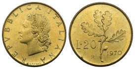 Repubblica Italiana - Monetazione in lire (1946-2001) - 20 Lire 1970 "Quercia" con segno di zecca "P" invece di "R" - Ba - Gig. 197a

qFDC

SPEDIZ...