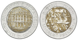 Istituto Poligrafio Zecca dello Stato - Moneta bimetallica di Prova tecnica senza valore "Bimetall Munze Schule Pressen" 1988 - gr. 4,65; Ø mm 25,70; ...