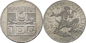 Austria - repubblica (dal 1945) - 100 Schilling 1975 commemorativo del 50° anniversario dello scellino austriaco - KM 2925 - KM#2925 - Ag

qSPL

S...