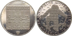 Austria - Repubblica (dal 1945) - 100 Schilling 1976 commemorativo del Giochi invernali della XII Olimpiade svolti a Innsbruck nel 1976 - serie Trampo...