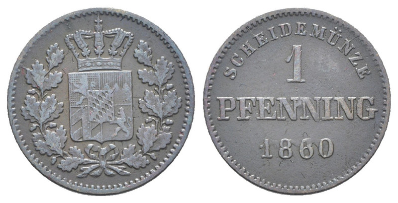 Germania - Regno di Baviera - Massimiliano II (1848-1864) - 1 pfennig 1860 - KM#...