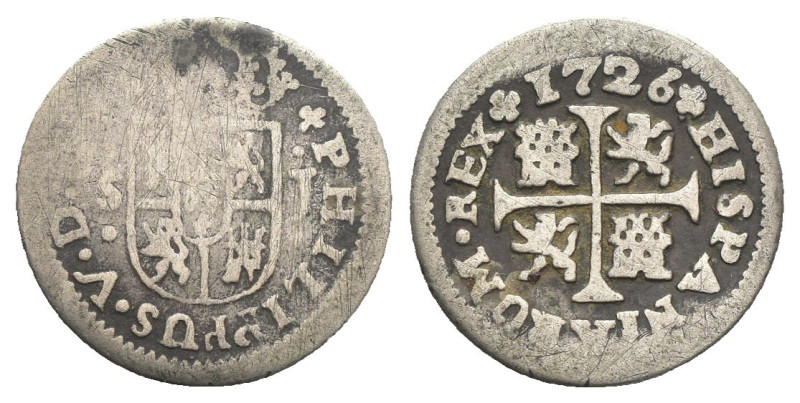 Spagna, Filippo V (1700 - 1746) - ½ Real, I° tipo - Zecca: Siviglia - Ag 833 - G...