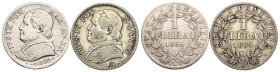 Stato Pontificio - Pio IX (1846-1870) - Roma - Lotto di 2 monete: 1 Lira 1866 XXI busto grande; 1 Lira 1869 XXIII busto molto grande - Ag

SPEDIZION...
