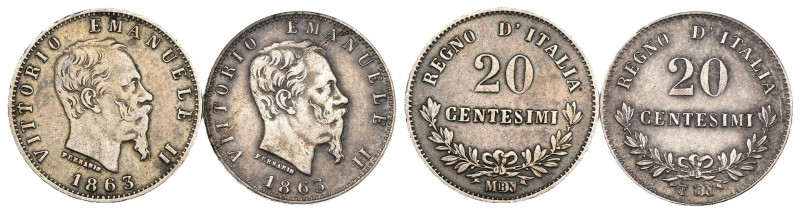 Regno d'Italia - Vittorio Emanuele II (1861-1878) - Lotto di 2 monete composto d...