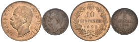Regno d'Italia - Umberto I (1878-1900) Lotto di 2 monete: 10 Centesimi 1893, 2 Centesimi 1900 - Cu

med.SPL+

SPEDIZIONE SOLO IN ITALIA - SHIPPING...