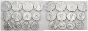 Repubblica italiana - Lotto di 3 seriette di monete: 10 Lire Ulivo, 5 Lire Uva, 2 Lire Spiga e 1 Lira Arancia - anni 1948, 1949 e 1950

med. BB/qSPL...