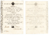 Banco Giro di Venezia (1798) - Cedola da 100 Ducati - RARA - Gavello 12 - fori, pieghe

BB/SPL

SPEDIZIONE SOLO IN ITALIA - SHIPPING ONLY IN ITALY