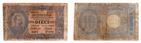 Regno d'Italia - Biglietto di Stato - 10 Lire "Effige Umberto I" - Emissione: 29/07/1918 - RARA - Gugante (Bugani) BS 17E - Strappi, macchie, pieghe ...