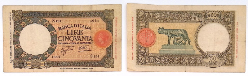 Regno d'Italia - Vittorio Emanuele III (1900-1943) - 50 Lire Lupetta (Fascio) - ...