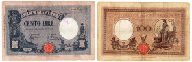 Regno d'Italia - Vittorio Emanuele III - 100 Lire Azzurrino (Fascio) - 02/03/1931 - Gigante (Bugani) BI 18H - piccoli fori, scritta

qBB

SPEDIZIO...