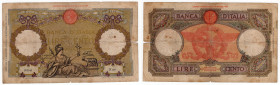 Regno d'Italia (1861-1943) - Vittorio Emanuele III (1900-1943) - 100 lire tipo "Capranesi" - contrassegno fascio - 17/07/1934 - N°serie E98 3356

MB...
