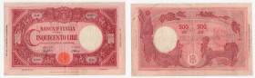 Repubblica Sociale Italiana - 500 Lire "Barbetti" - Contrassegni: Testina/BI - Firme: Azzolini/Urbini - Emissione: 08/10/1943 - Gigante (Bugani) 34A -...