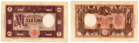 Regno d'Italia - Luogotenenza Umberto - 1000 Lire "Barbetti" Grande M - Contrassegni: Testina/BI - Firme: Einaudi/Urbini - Emissione: 09/06/1945 - Gig...