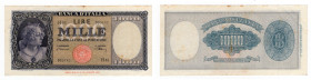 Repubblica Italiana - 1000 Lire Italia - Contrassegno: Medusa - Firme: Einaudi/Urbini - Emissione: 10/02/1948 - Roma - C - Crapanzano n.468 - Macchie,...