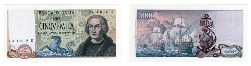 Repubblica Italiana - 5000 Lire Colombo 2° tipo - 10/11/1977 - Gigante (Bugani) ...