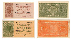 Regno d'Italia - Luogotenenza - Lotto di 2 banconote da 1 Lira e 2 Lire Italia Laureata - 23/11/1944

SUP-FDS

SPEDIZIONE SOLO IN ITALIA - SHIPPIN...