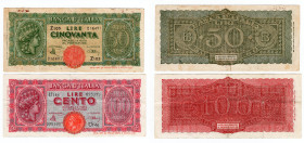 Regno d'Italia - Luogotenenza - Lotto di 2 banconote da 50 e 100 Lire Italia Turrita - 10/12/1944 

MB-BB

SPEDIZIONE SOLO IN ITALIA - SHIPPING ON...