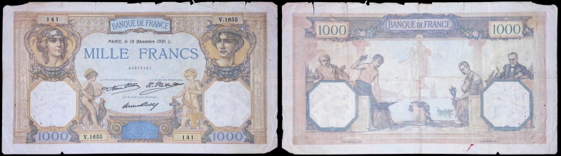 Francia - Terza Repubblica (1870-1940) - 1000 Francs 10/12/1931 - P# 79b

MB
...