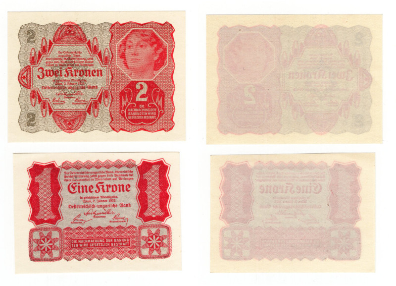 Austria - Lotto di 2 banconote da 2 Kronen e 1 Krone - 1922

FDS

SPEDIZIONE...