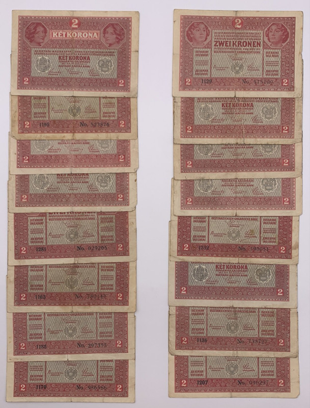 Ungheria - Lotto di 16 Banconote composto da: 2 Korona 1917 - P#11

med.BB+
...