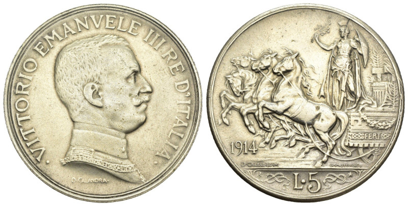 FALSO - Regno d'Italia - Vittorio Emanuele III - 5 Lire Quadriga Briosa 1914 - R...