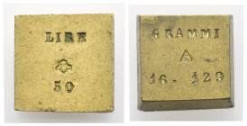 Peso Monetale - Quadrato - Italia - 50 Lire - Punzoni vari - gr. 16,15

BB/qSPL

SPEDIZIONE SOLO IN ITALIA - SHIPPING ONLY IN ITALY
