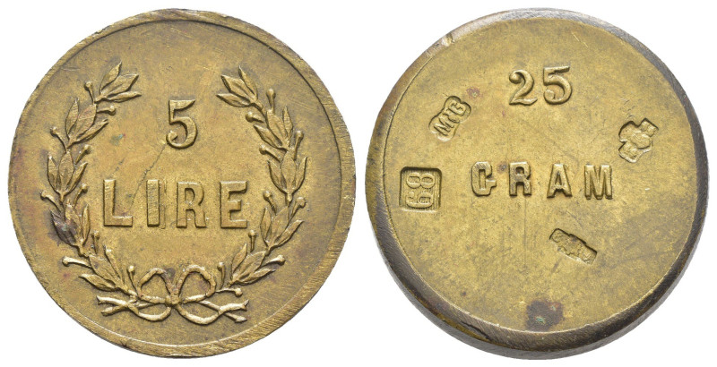 Peso Monetale - Italia - 5 Lire - Punzoni vari - gr. 25

qSPL

SPEDIZIONE SO...