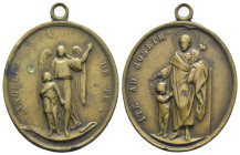 Francia - Medaglia emessa nel XIX sec. con la raffigurazione di S. Giuseppe con bambino su un verso e la Beata Vergine Maria nimbata sull'altro - Ae d...