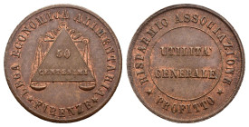Gettone da 50 Centesimi Lega Economica Alimentaria Firenze (1866 - 1871) - Cu - mm 20 - rame rosso

qFDC

SPEDIZIONE SOLO IN ITALIA - SHIPPING ONL...