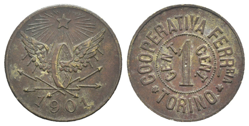 Gettone da 1 Centesimo Cooperativa Ferroviaria Torino - gr. 1,24; mm 18

SPEDI...