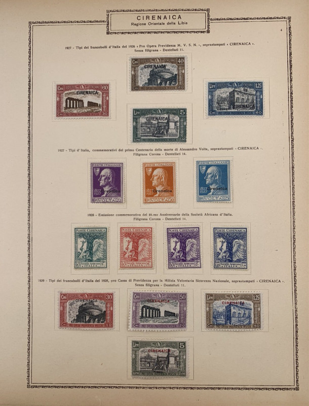 Cirenaica, Regione Orientale della Libia - numero 4 serie di francobolli 1927-19...