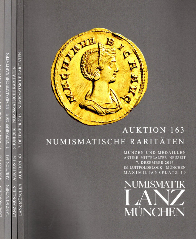 LANZ NUMISMATIK. Lotto di 4 cataloghi n 160-161-162-163. Munchen, 20135\2016. ( ...