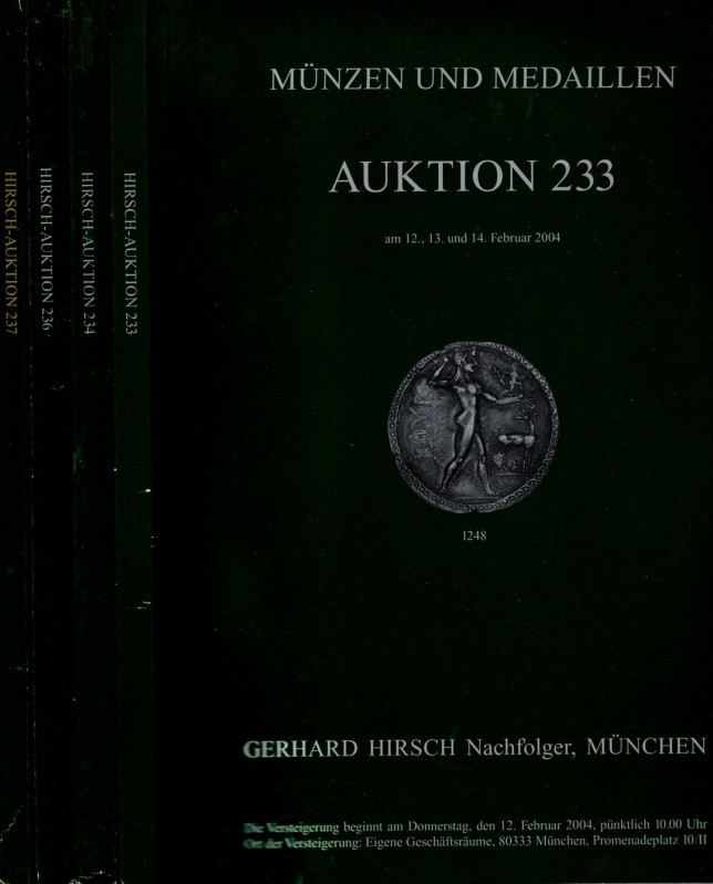 HIRSCH Gerhard - Lotto di 4 cataloghi n 233-234-236-237. Munchen, 2004. ( monete...