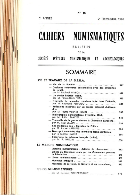 CAHIERS NUMISMATIQUES. 12 fascicoli dal n. 16 al n 31. < 16-17-18-19-22-23-24-25...