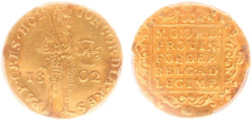 Bataafse Republiek (1795-1806) - Holland - Gouden Dukaat 1802 Dordrecht (Sch. 26 / Delm. 1171B /R) - PCGS AU Details. Cleaning. (33020406)