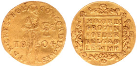 Bataafse Republiek (1795-1806) - Holland - Gouden Dukaat 1804 Holland Dordrecht (Sch. 28 / Delm. 1171B /R) - 3,41 gr. - VF - Rare - Ex. Collection Coe...