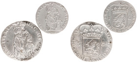 Bataafse Republiek (1795-1806) - Utrecht - 3 Gulden 1795 (Sch. 87b / Delm. 1150) - Dutch maiden as Pallas with hand on hip + 1 Gulden 1791 (Delm. 1182...