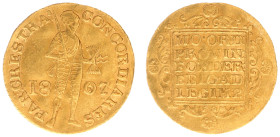 Koninkrijk Holland (Lodewijk Napoleon 1806-1810) - Gouden Dukaat 1807 bent '7' / Russian strike (Sch. 119B / Delm. 1176A) - 3.53 gram - a.VF