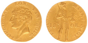 Koninkrijk Holland (Lodewijk Napoleon 1806-1810) - Gouden Dukaat 1808 - 2nd type (Sch. 129 / Delm. 1179/R) - 3.49 gram - Obv. Bust Lodewijk Napoleon t...