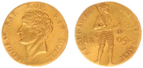 Koninkrijk Holland (Lodewijk Napoleon 1806-1810) - Gouden Dukaat 1809 - 2nd type (Sch. 130 / Delm. 1179 /R) - 3.42 gram - Obv. Bust Lodewijk Napoleon ...