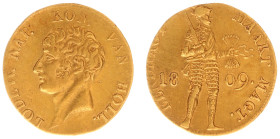 Koninkrijk Holland (Lodewijk Napoleon 1806-1810) - Gouden Dukaat 1809 - 2nd type (Sch. 130 / Delm. 1179 /R) - 3.49 gram - Obv. Bust Lodewijk Napoleon ...