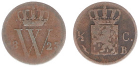 Koninkrijk NL Willem I (1815-1840) - ½ Cent 1823 B (Sch. 368) MEDAL STRIKE - F+, rare