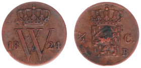 Koninkrijk NL Willem I (1815-1840) - ½ Cent 1824 B (Sch. 369) - a.VF