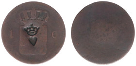 Koninkrijk NL Willem I (1815-1840) - 1 Cent (mmt. torch ?) - unknown countermark Crowned Heart