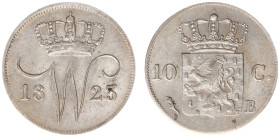 Koninkrijk NL Willem I (1815-1840) - 10 Cent 1823 B (Sch. 309 /R) ,mintage 177.449 pieces - VF, adjustment marks on crown