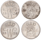 Koninkrijk NL Willem I (1815-1840) - 25 Cent 1825 B (Sch. 296) - VF and 1826 U (Sch. 290) - XF