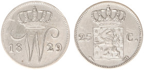 Koninkrijk NL Willem I (1815-1840) - 25 Cent 1829 U (Sch. 291/R) mintage only 105.600 pcs. - good VF, scratches